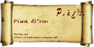 Plank Áron névjegykártya